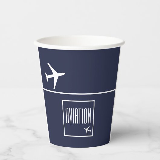 Funky White Plane Airplane Pilot Aviation Papieren Bekers (Voorkant)
