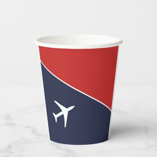 Funky White Plane Airplane Pilot Aviation Papieren Bekers (Achterkant)