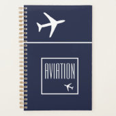 Funky White Plane Airplane Pilot Aviation Planner (Voorkant)