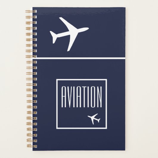 Funky White Plane Airplane Pilot Aviation Planner (Voorkant)