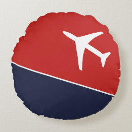 Funky White Plane Airplane Pilot Aviation Rond Kussen