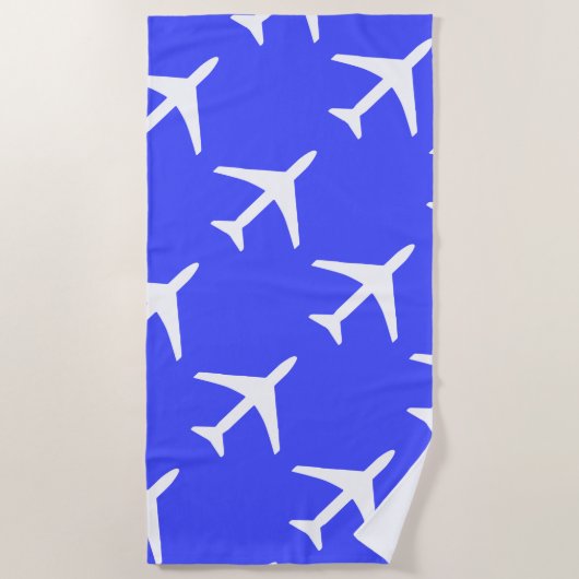 Funky White Plane Airplane Pilot Aviation Strandlaken (Voorkant)