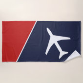 Funky White Plane Airplane Pilot Aviation Strandlaken (Voorkant)