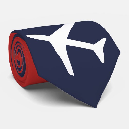 Funky White Plane Airplane Pilot Aviation Stropdas (Opgerold)