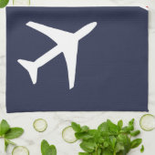 Funky White Plane Airplane Pilot Aviation Theedoek (Gevouwen)