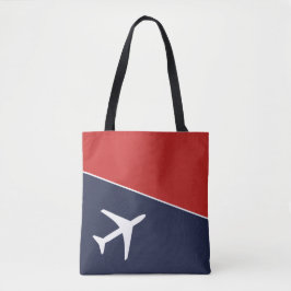 Funky White Plane Airplane Pilot Aviation Tote Bag