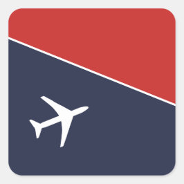 Funky White Plane Airplane Pilot Aviation Vierkante Sticker