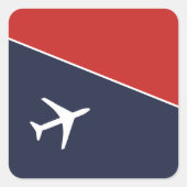 Funky White Plane Airplane Pilot Aviation Vierkante Sticker (Voorkant)