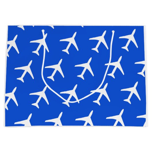 Funky White Plane Airplane Pilot Flying Airways Groot Cadeauzakje (Voorkant)