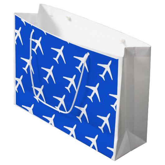 Funky White Plane Airplane Pilot Flying Airways Groot Cadeauzakje (Voorkant Gekanteld)