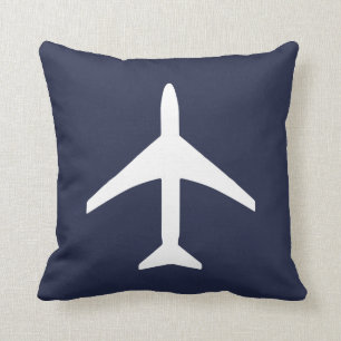 Funky White Plane Airplane Pilot Flying Cushion Kussen