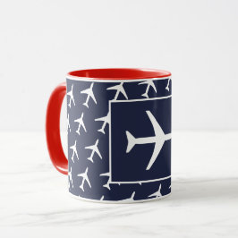 Funky White Plane Airplane Pilot Flying Mok