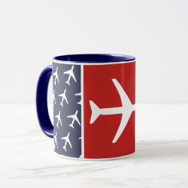 Funky White Plane Airplane Pilot Flying Mok