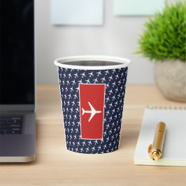 Funky White Plane Airplane Pilot Flying Papieren Bekers
