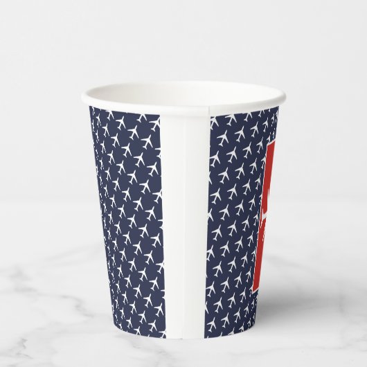 Funky White Plane Airplane Pilot Flying Papieren Bekers (Rechts)