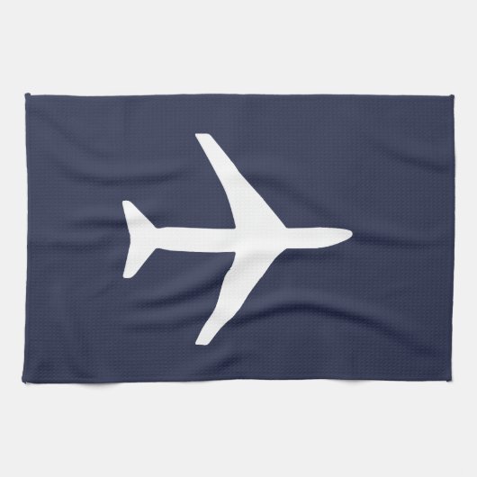 Funky White Plane Airplane Pilot Flying Theedoek (Horizontaal)