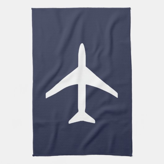 Funky White Plane Airplane Pilot Flying Theedoek (Verticaal)