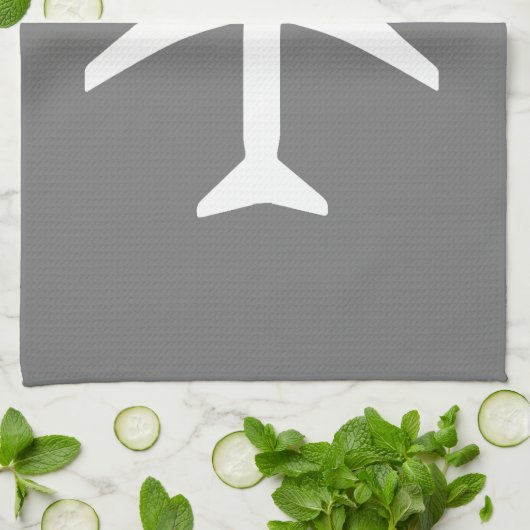 Funky White Plane Airplane Pilot Flying Theedoek (Gevouwen)