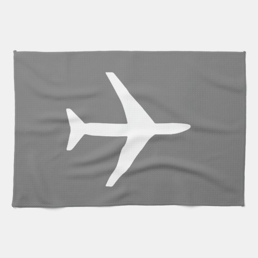 Funky White Plane Airplane Pilot Flying Theedoek (Horizontaal)