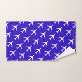 Funky White Plane Blue Background Pilot Aviation Bad Handdoek (Handdoek)