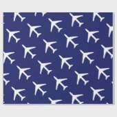 Funky White Plane Blue Background Pilot Aviation Cadeaupapier (Vlak)