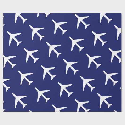 Funky White Plane Blue Background Pilot Aviation Cadeaupapier (Vlak)