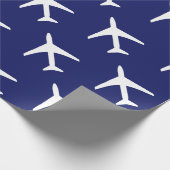 Funky White Plane Blue Background Pilot Aviation Cadeaupapier (Hoek)