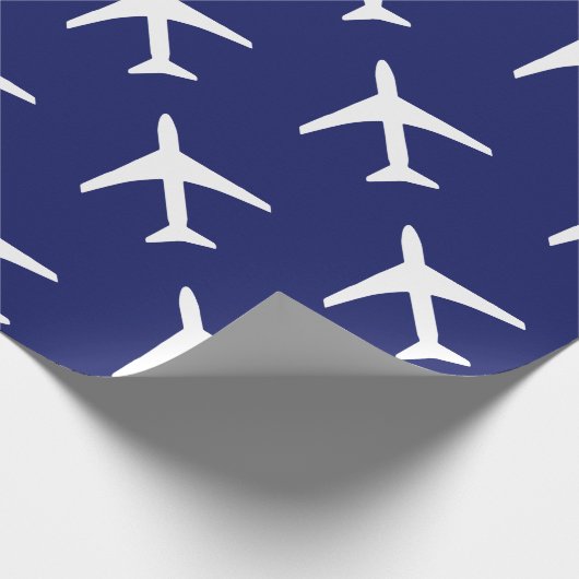 Funky White Plane Blue Background Pilot Aviation Cadeaupapier (Hoek)