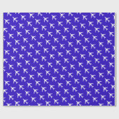 Funky White Plane Blue Background Pilot Aviation Cadeaupapier (Vlak)