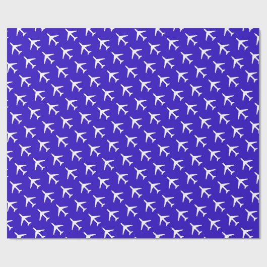 Funky White Plane Blue Background Pilot Aviation Cadeaupapier (Vlak)