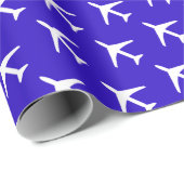 Funky White Plane Blue Background Pilot Aviation Cadeaupapier (Rol Hoek)