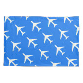 Funky White Plane Blue Background Pilot Aviation Kussensloop (Achterkant)