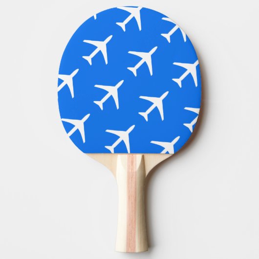 Funky White Plane Blue Background Pilot Aviation Tafeltennisbatje (Voorkant)