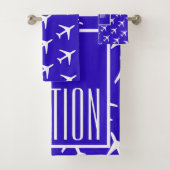 Funky White Plane Blue Pilot Aviation Bad Handdoek (Insitu)