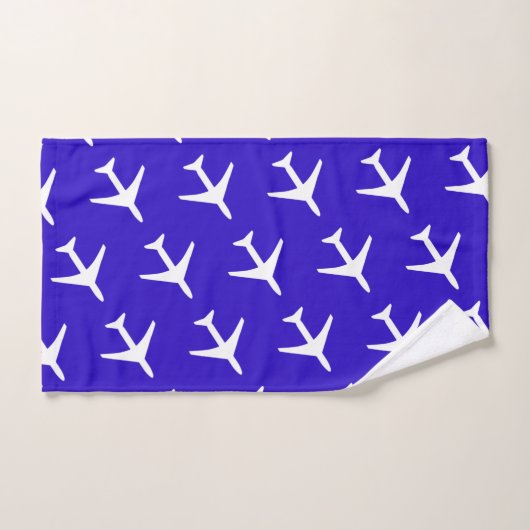 Funky White Plane Blue Pilot Aviation Bad Handdoek (Handdoek)