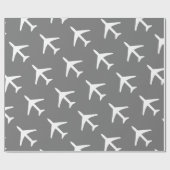 Funky White Plane Grey Background Pilot Aviation Cadeaupapier (Vlak)
