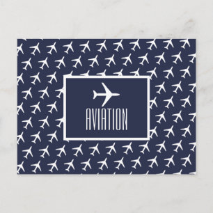 Funky White Plane Pilot Aviation Briefkaart