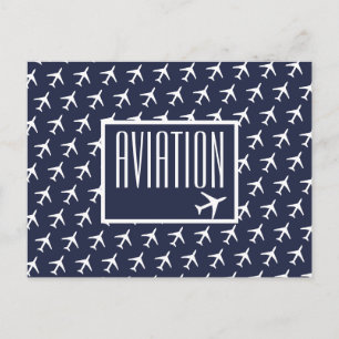 Funky White Plane Pilot Aviation Briefkaart