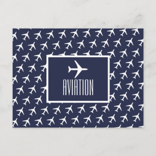 Funky White Plane Pilot Aviation Briefkaart
