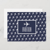 Funky White Plane Pilot Aviation Briefkaart (Voorkant / Achterkant)