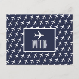 Funky White Plane Pilot Aviation Briefkaart