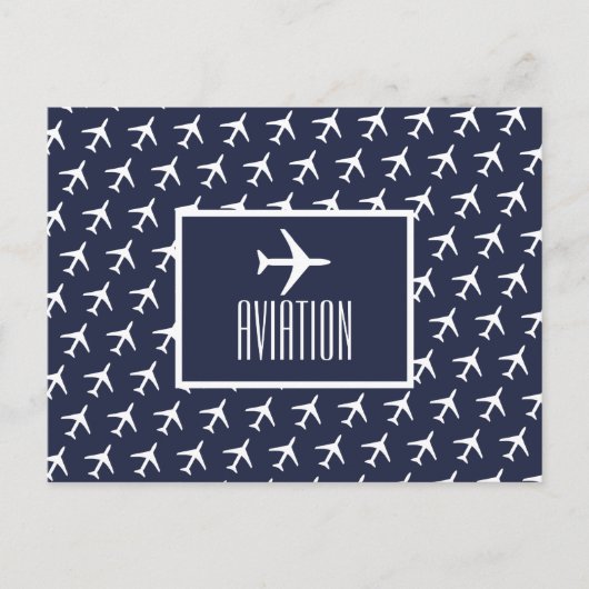 Funky White Plane Pilot Aviation Briefkaart (Voorkant)