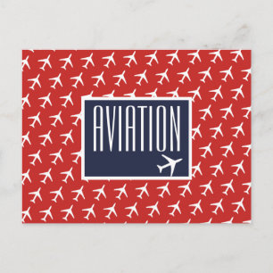 Funky White Plane Pilot Aviation Briefkaart