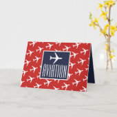 Funky White Plane Pilot Aviation Wenskaart Kaart (Gele Bloem)