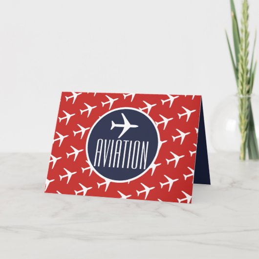 Funky White Plane Pilot Aviation Wenskaart Kaart (Voorkant)