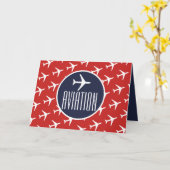 Funky White Plane Pilot Aviation Wenskaart Kaart (Gele Bloem)