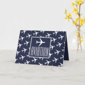 Funky White Plane Pilot Aviation Wenskaart Kaart (Gele Bloem)