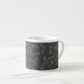 Funky White Turquoise Fish Coffee Espresso Mok Cup (Voorkant rechts)