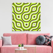 Funky Wild Circle Retro Patroon Lime Groen Wit Canvas Afdruk (Insitu (Woonkamer))