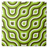 Funky Wild Circle Retro Patroon Lime Groen Wit Tegeltje (Voorkant)
